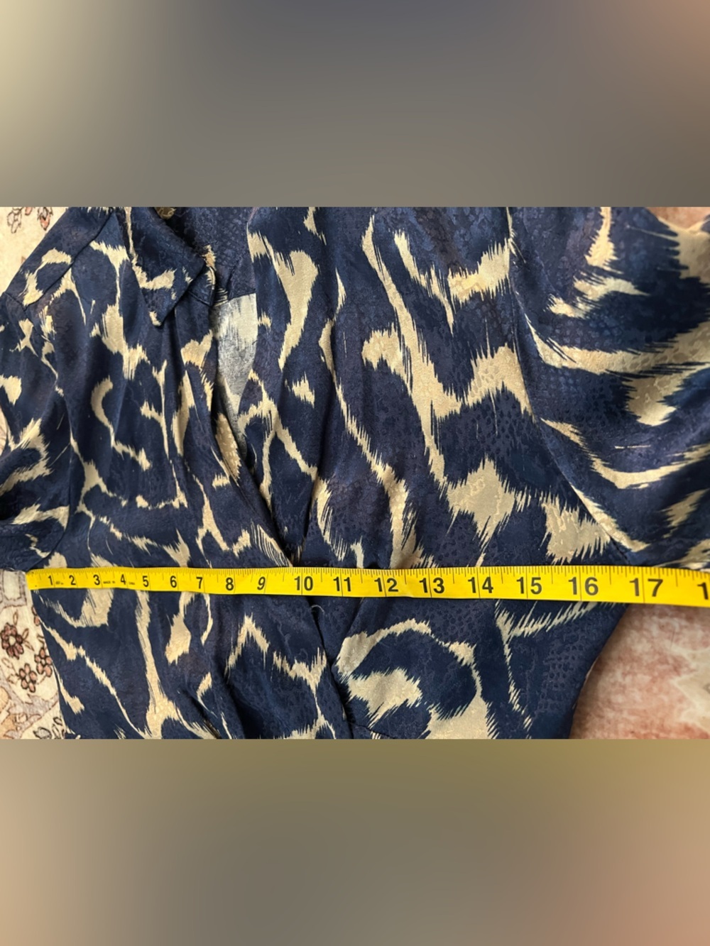 MANGO Blue & Cream Twist Front Print Long Sleeve Shirtdress Womens Size 6 NEW - Picture 7 of 7